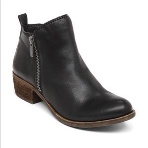 Lucky Brand Black Leather Basel Ankle Booties